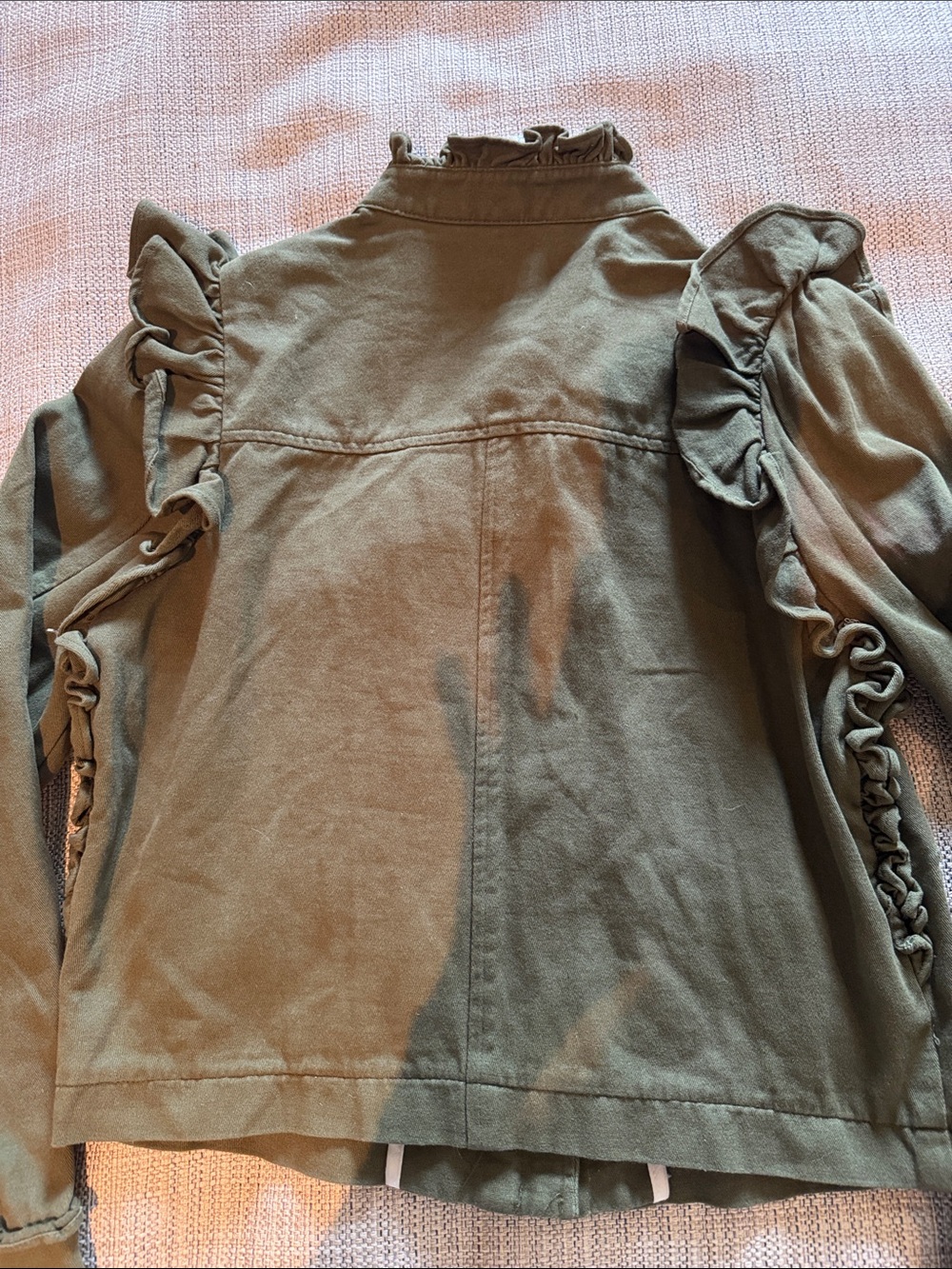 dolan Olive Ruffle Neck Utility Top - Picture 6 of 6